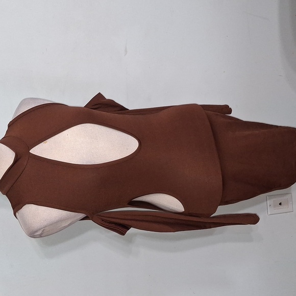 PrettyLittleThing/ Chocolate Brown Dress Mini Dress - W Sz 0 - Picture 3 of 7